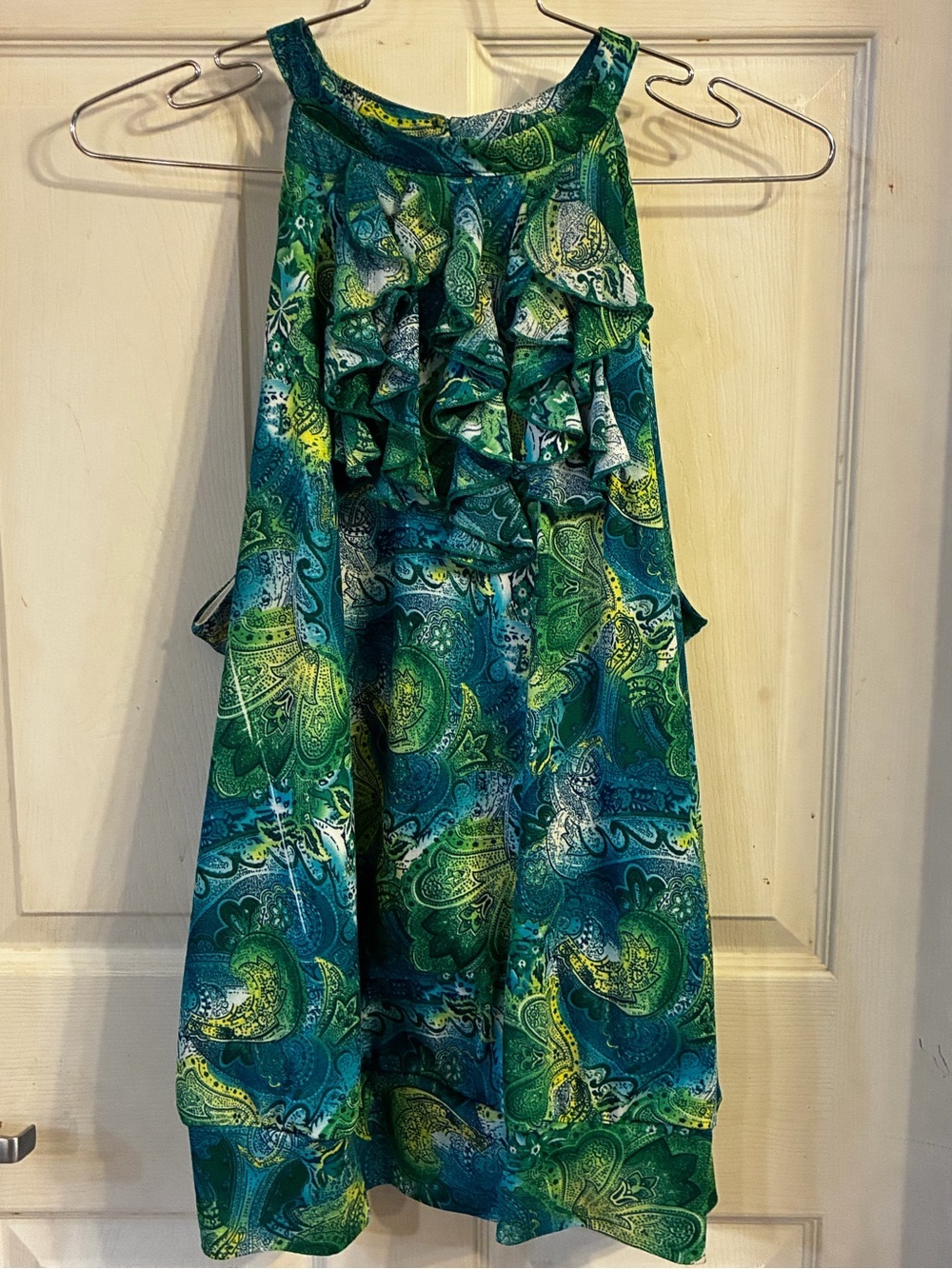 Lane Bryant Woman’s Green & Teal Paisley Ruffle Halter Dress, Size: 22/24